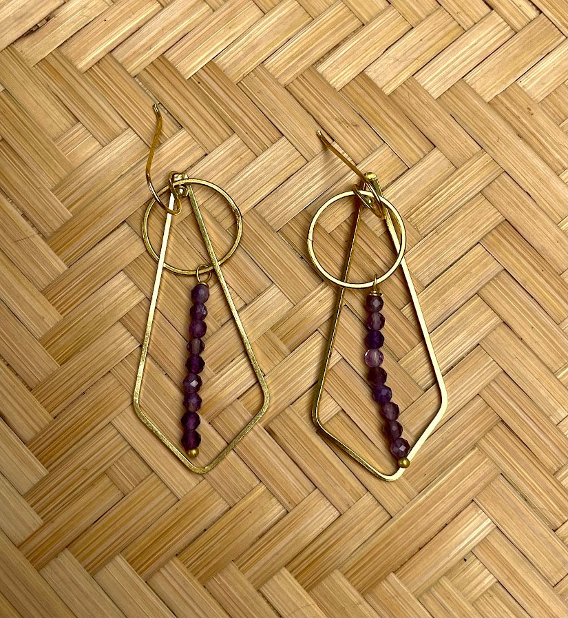 Geo Amethyst Drop Earrings