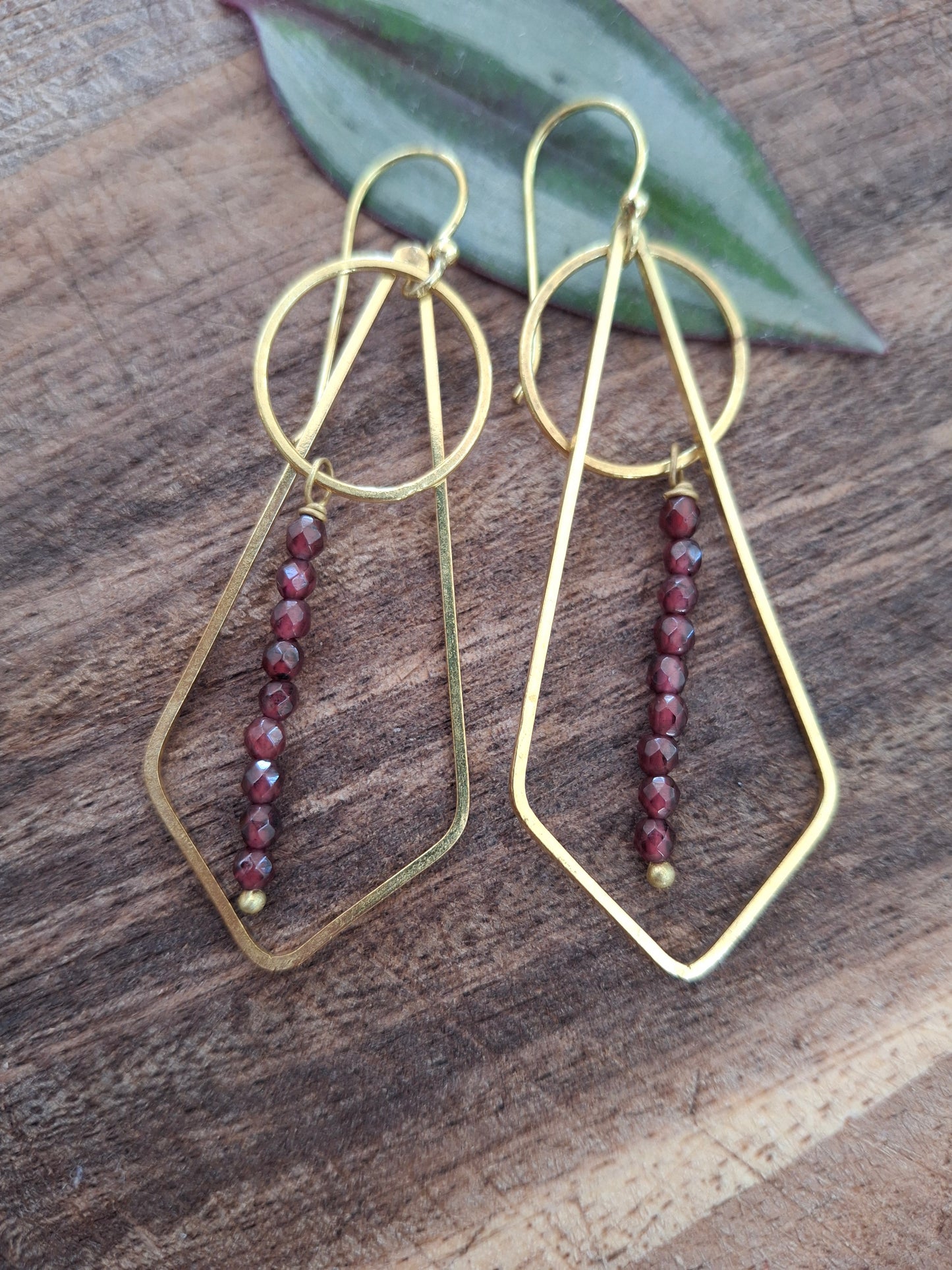 Geo Garnet Drop Earring