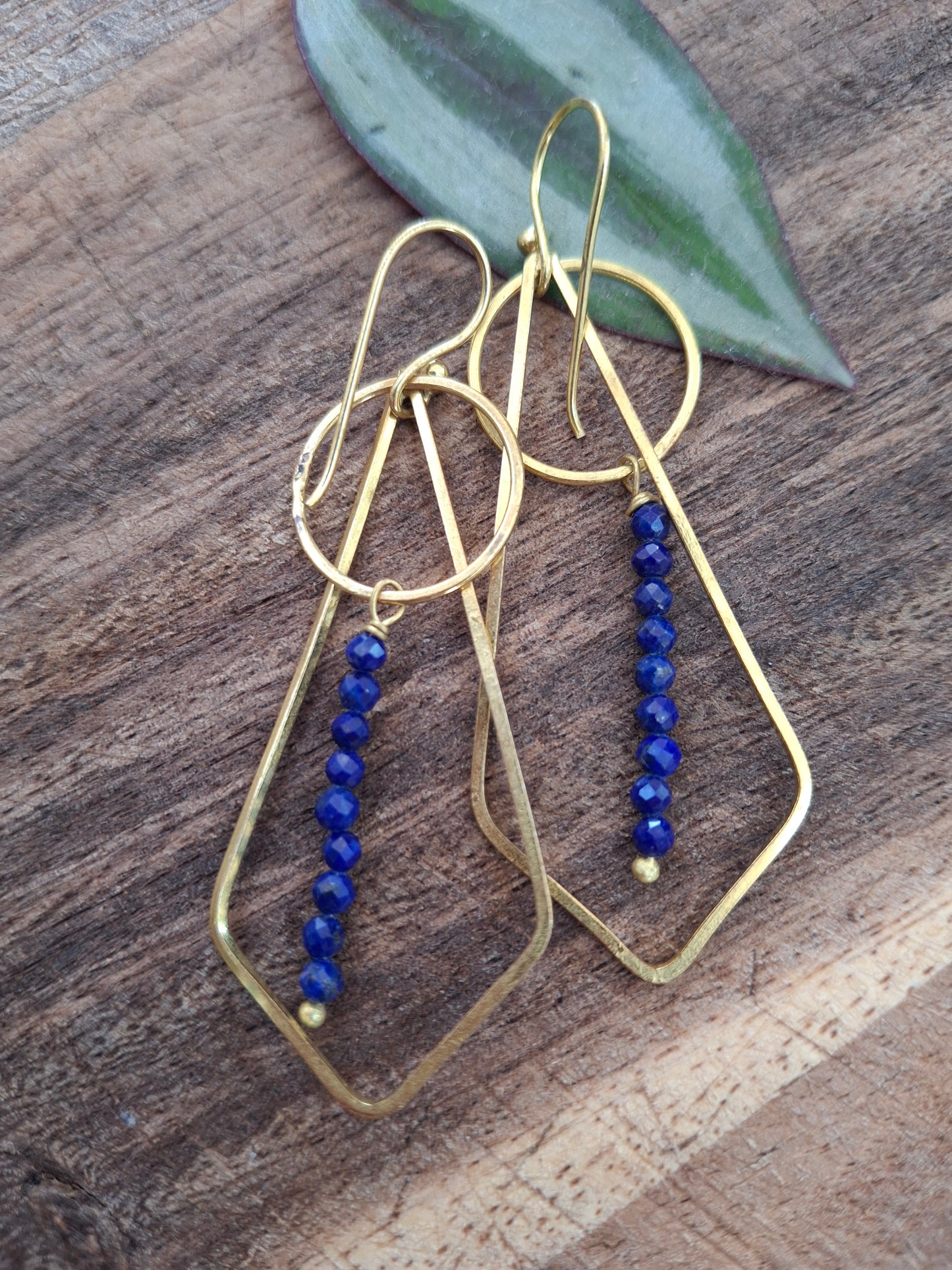 Geo Lapis Lazuli Drop Earrings