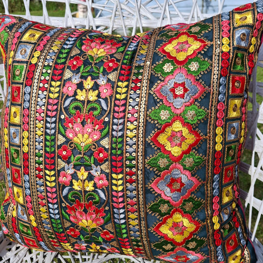 Indian embroidered cushion cover