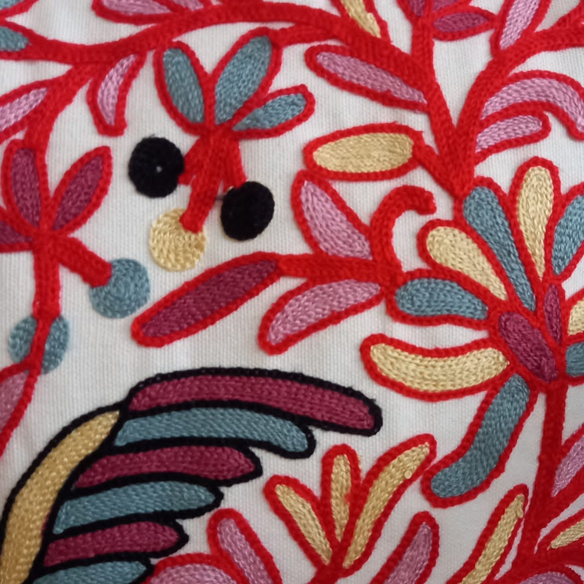 Embroidered Cushion Cover - Birdy