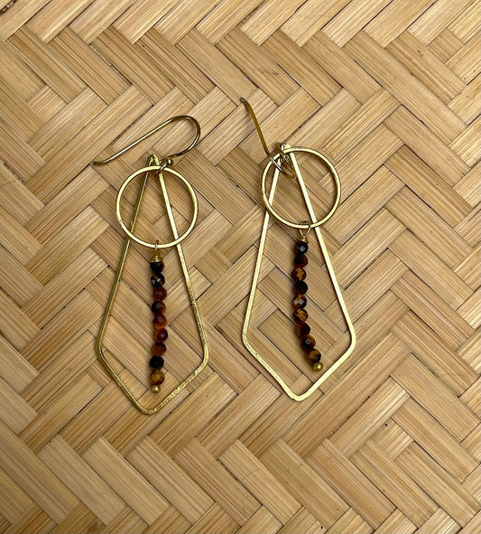 Geo Tigers Eye Drop Earrings