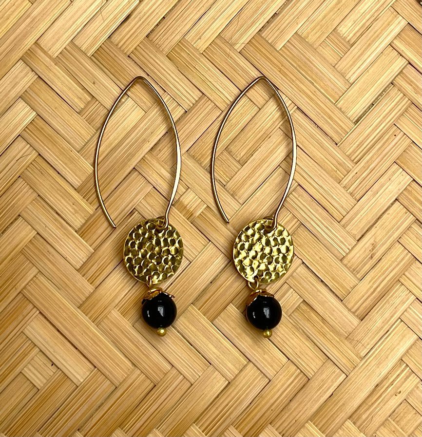 Baby Coin with Black Onyx Earring