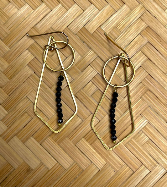 Geo Black Onyx Drop Earrings