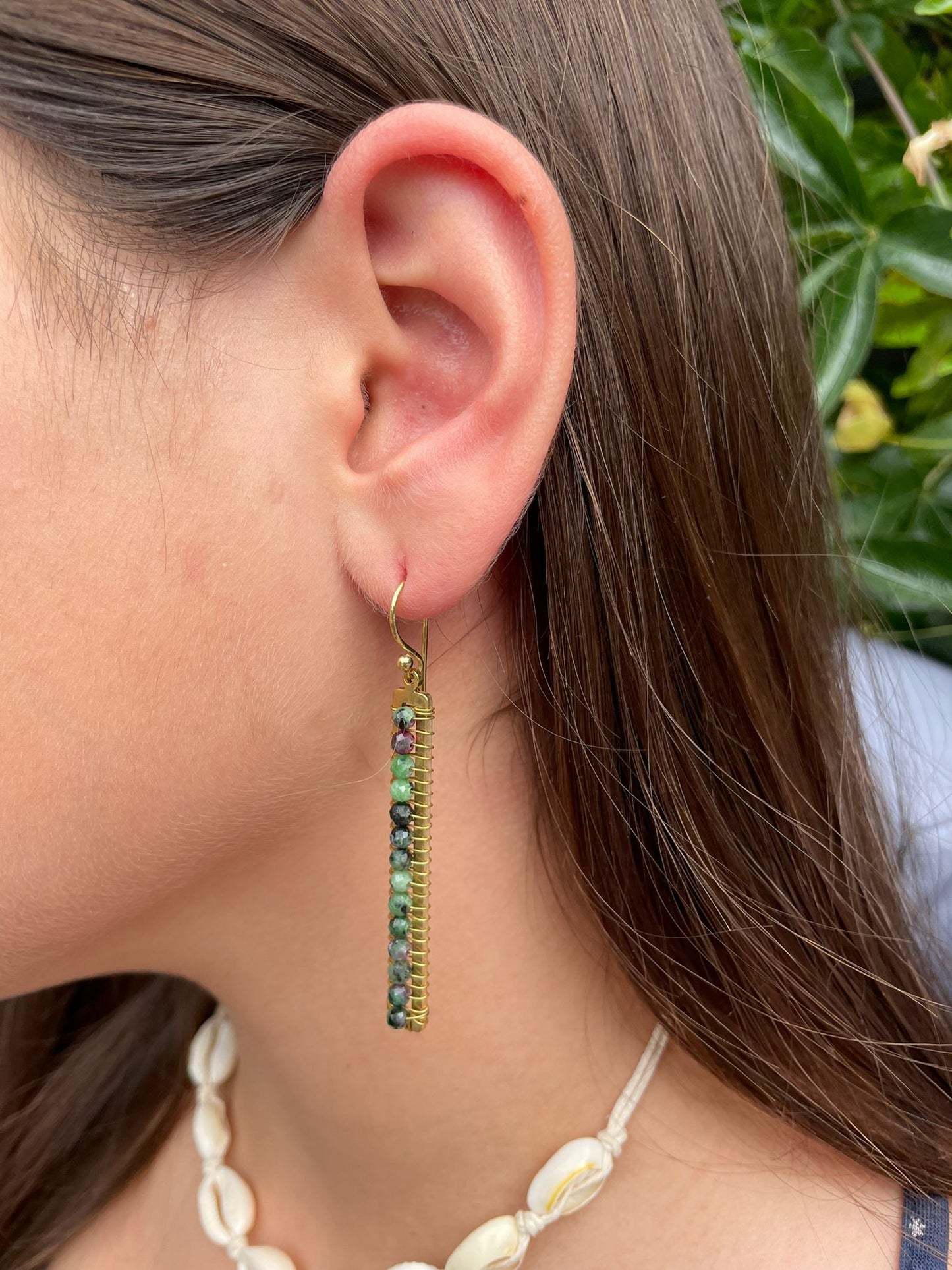 Pisa long Flourite earrings