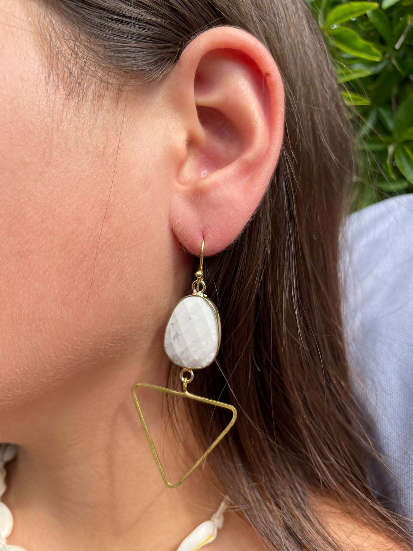 Pyramid drop Howlite earrings