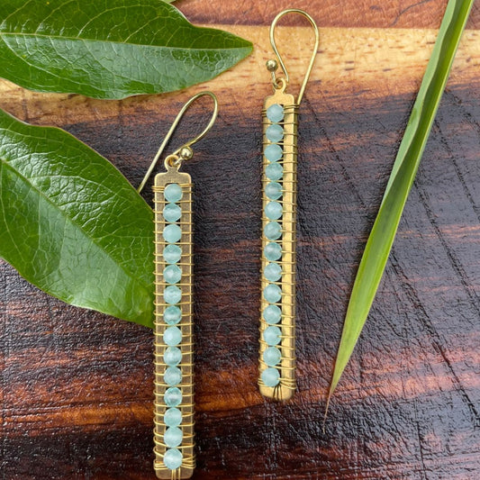 Pisa long Aquamarine earrings