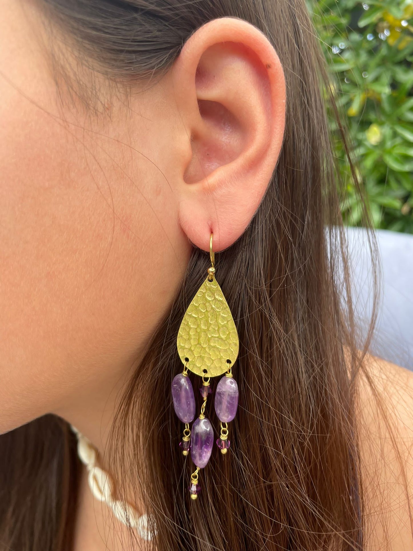 Ocean drop Amethyst and Crystal Earrings