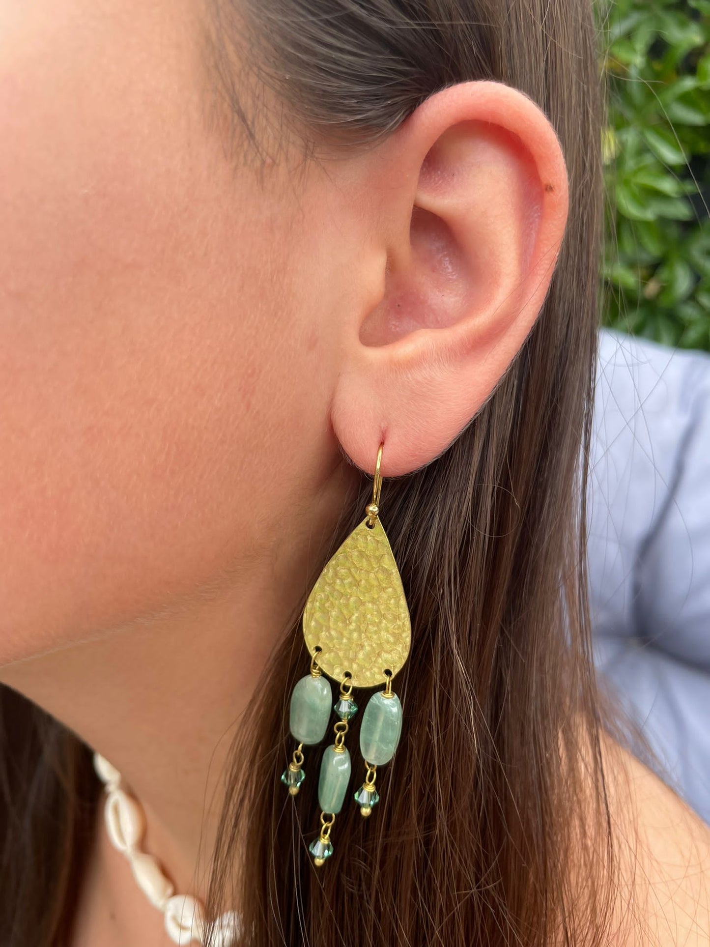 Ocean drop Amazonite and Crystal Earrings