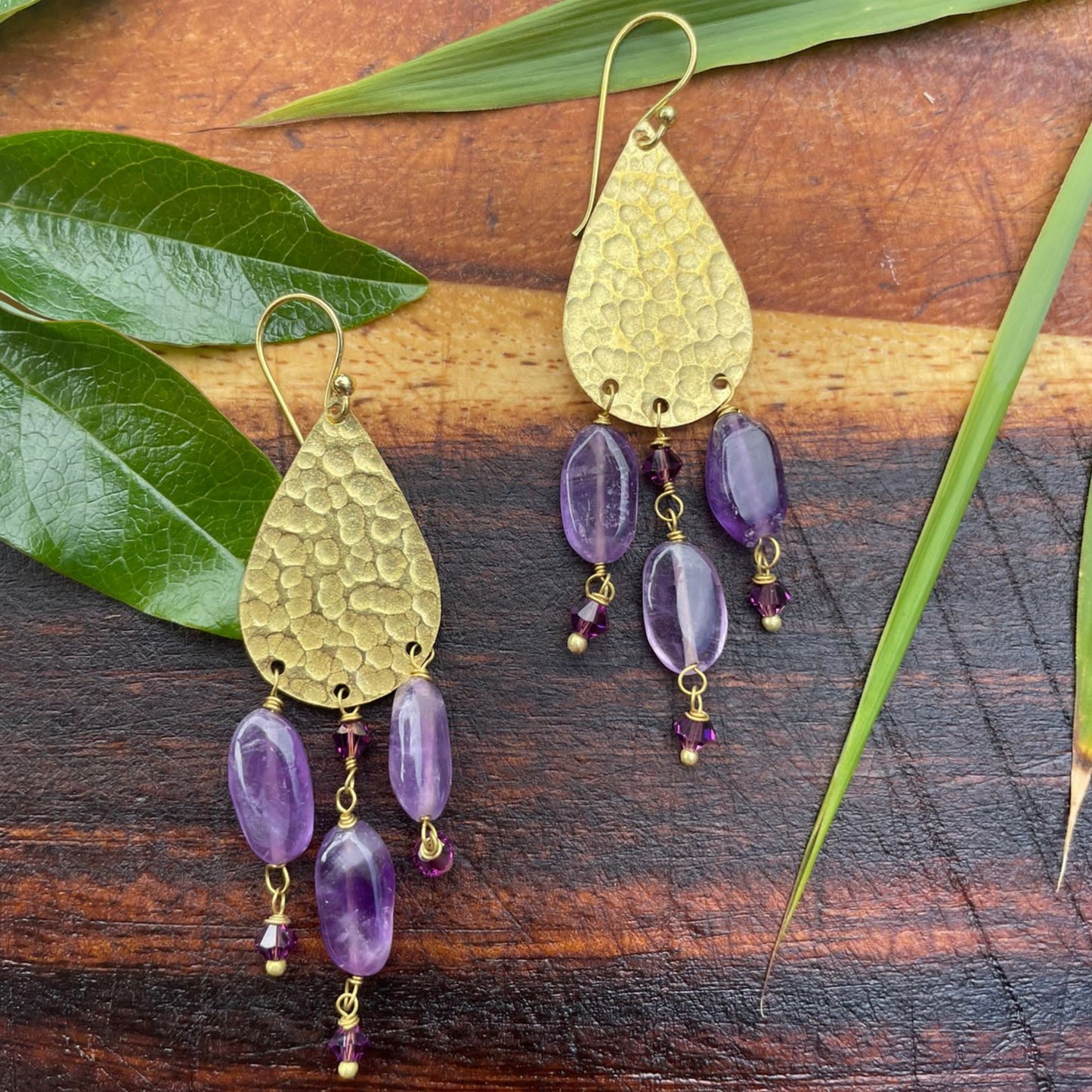 Ocean drop Amethyst and Crystal Earrings