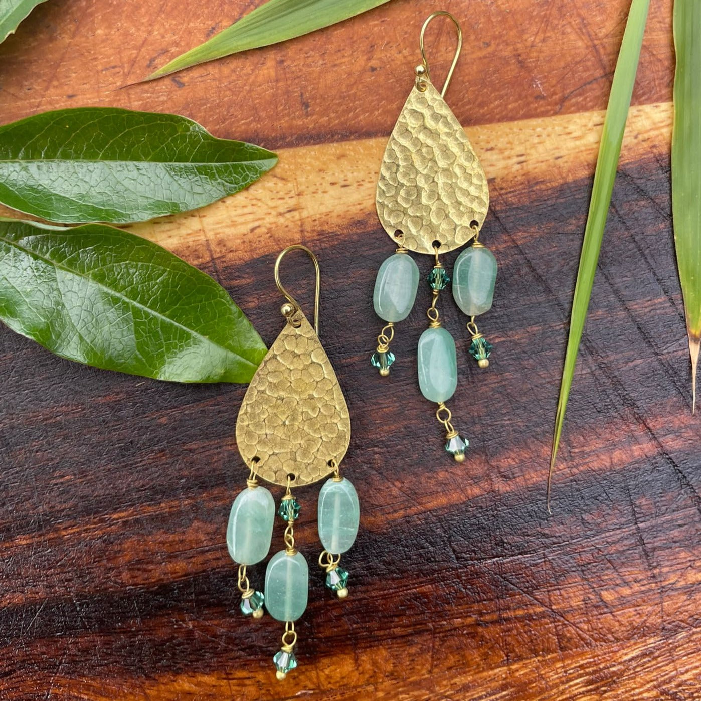 Ocean drop Amazonite and Crystal Earrings