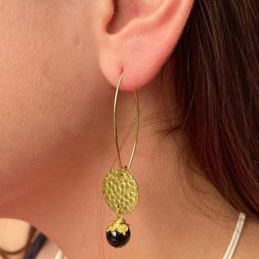 Baby Coin with Black Onyx Earring