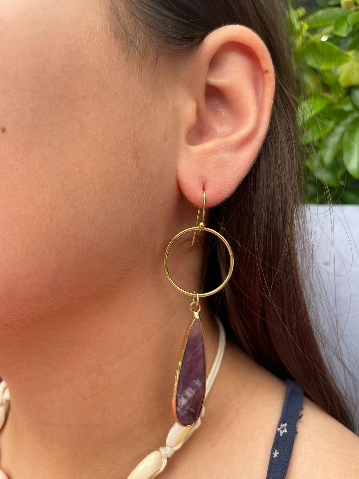 Circle Drop in Amethyst Earrings