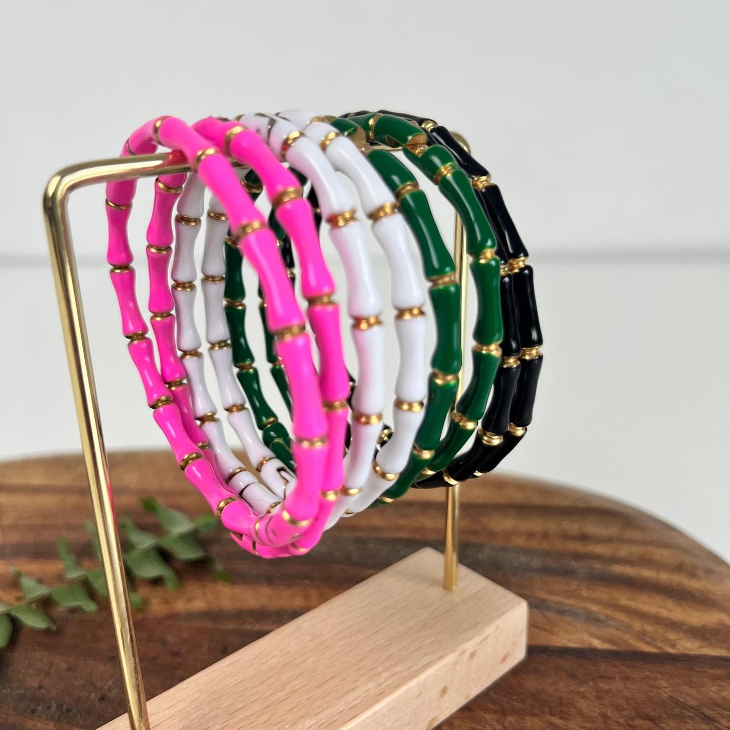 Bamboo enamel bracelet white