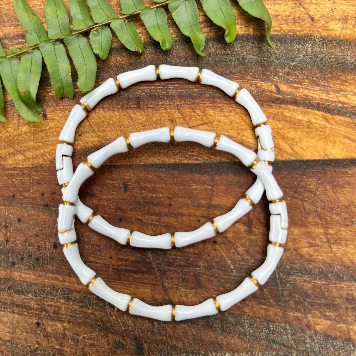 Bamboo enamel bracelet white