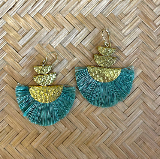 Radiant Fan Sage Green Earring