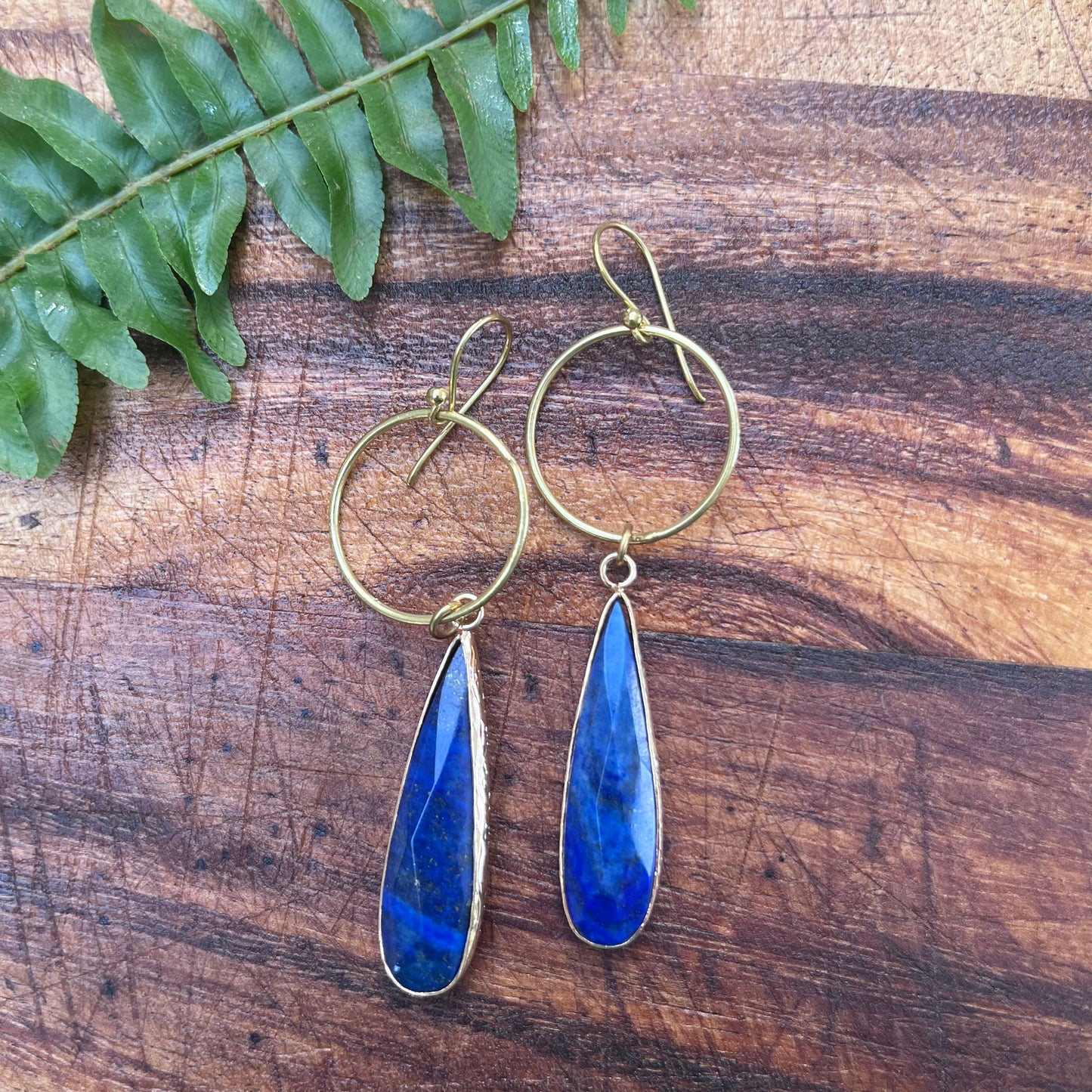 Circle Drop in Lapis Earring