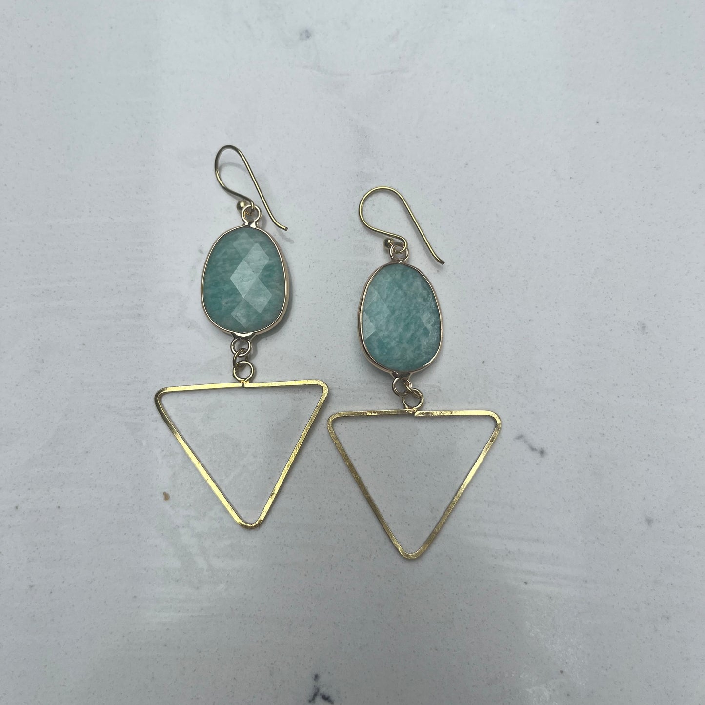 Pyramid Drop Earring in Green Aventurine