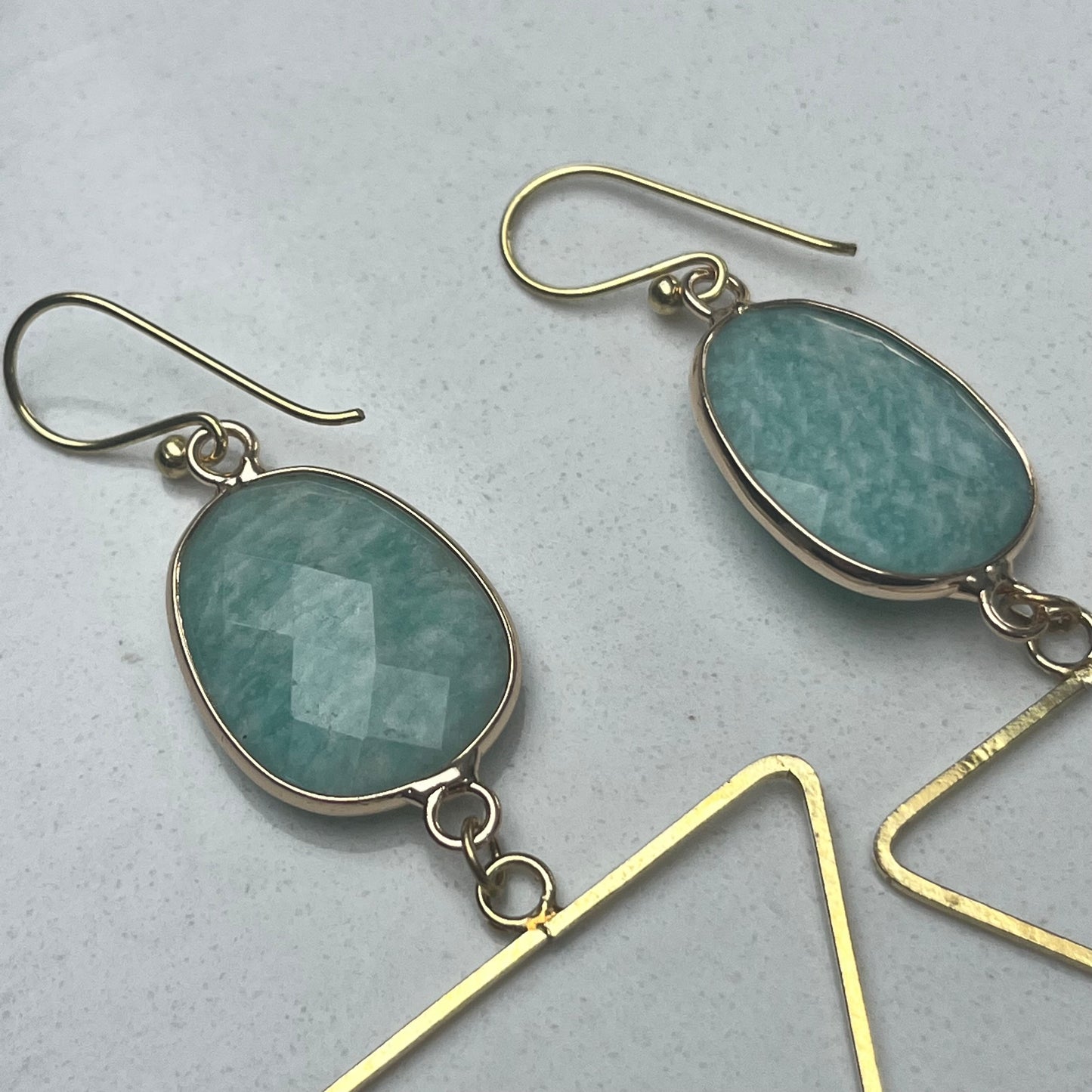 Pyramid Drop Earring in Green Aventurine