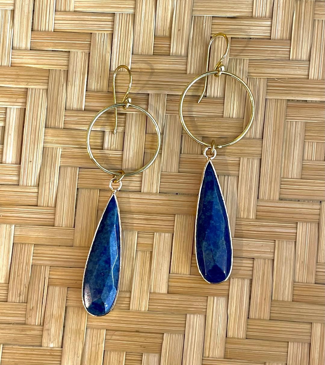 Circle Drop in Lapis Earring