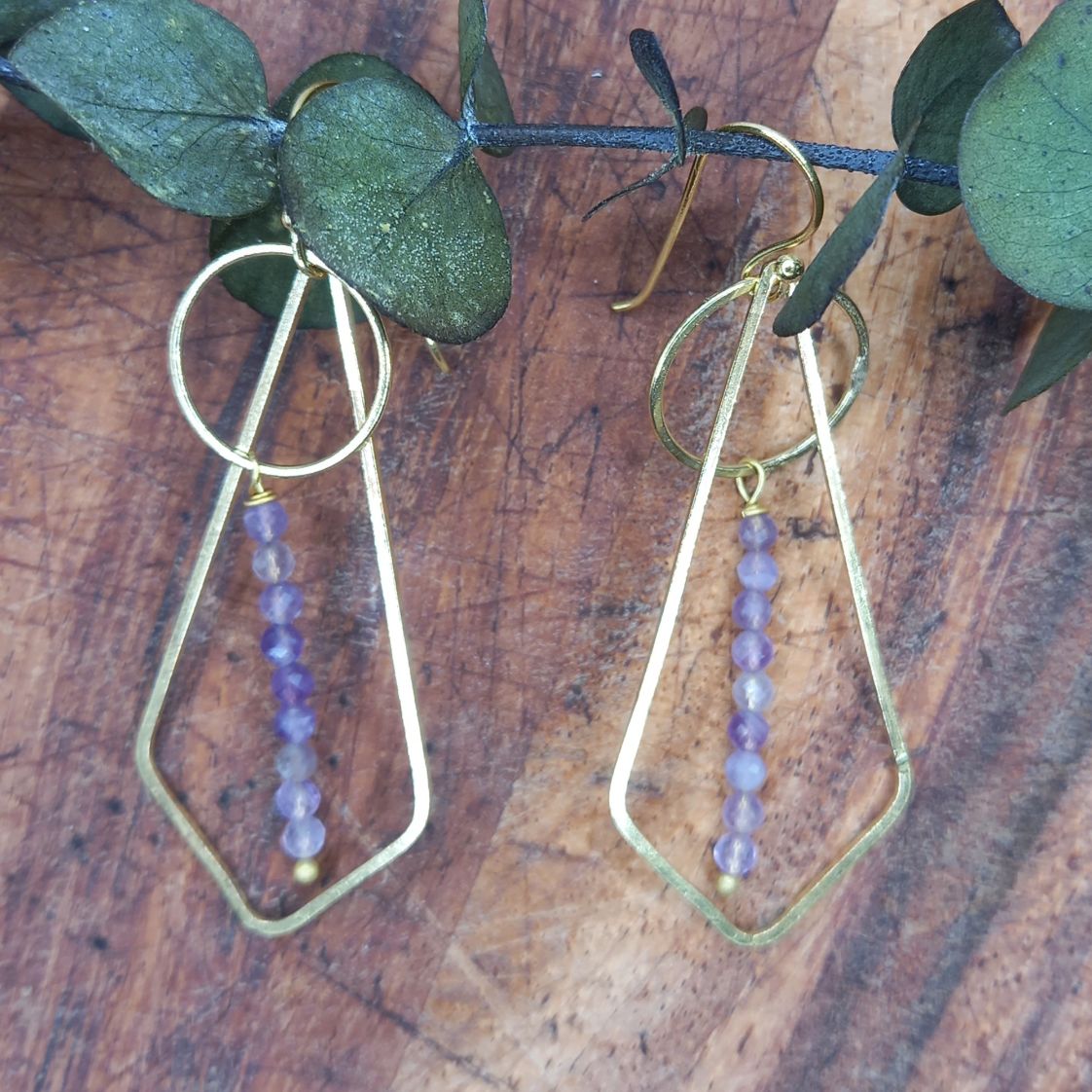 Geo Amethyst Drop Earrings