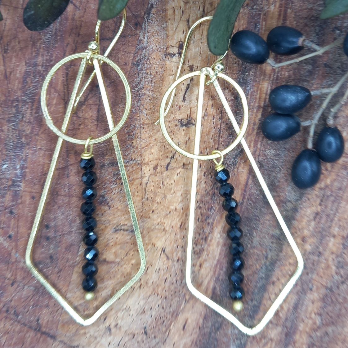 Geo Black Onyx Drop Earrings