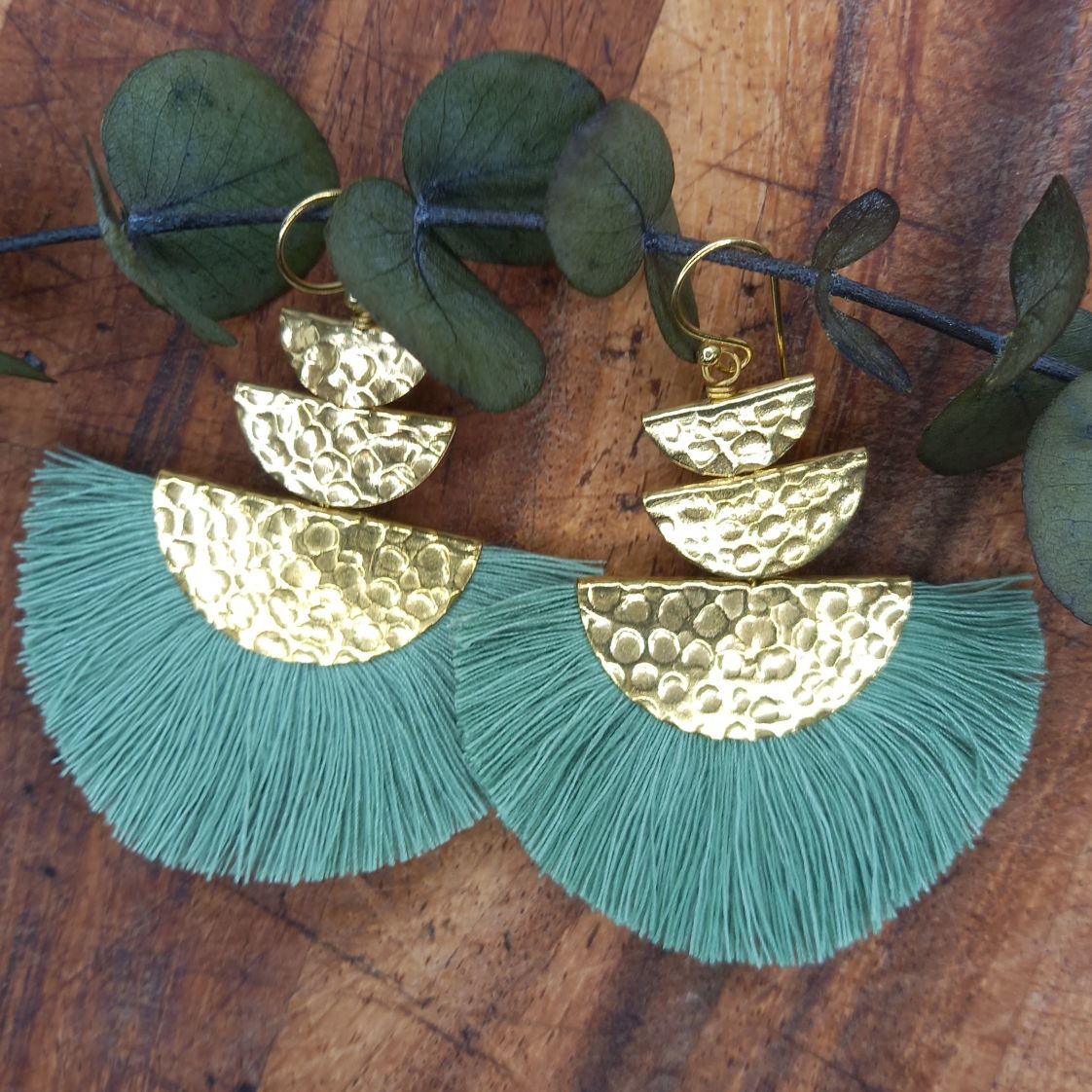 Radiant Fan Sage Green Earring